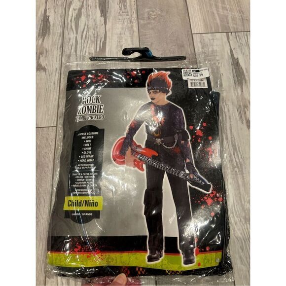 Boys zombie rockstar Halloween costume child size L 12/14 - Picture 1 of 9